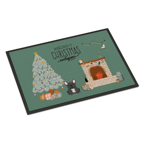 Carolines Treasures 18 x 27 in. Black French Bulldog Christmas Everyone Indoor or Outdoor Mat CK7577MAT - main